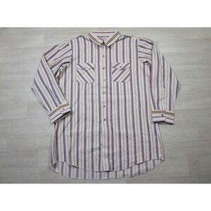 Vintage Saddle King Shirt Mens (2XL Tall) Striped Button-Up Western Brushpopper